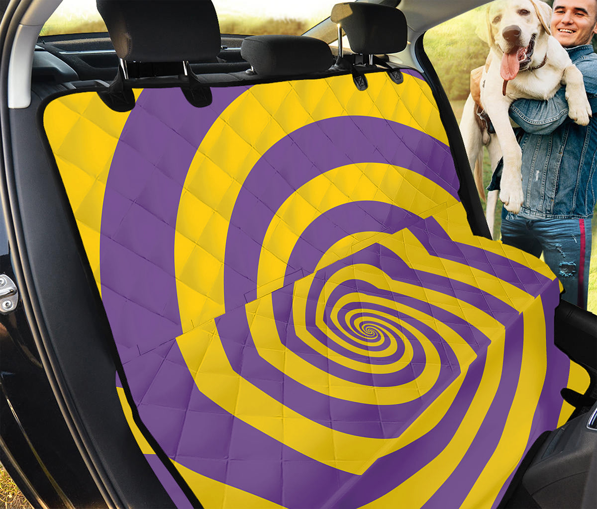 Purple And Yellow Spiral Illusion Print Pet Car Back Seat Cover