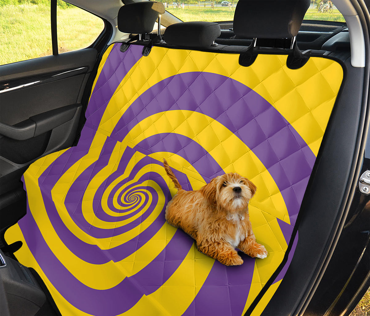Purple And Yellow Spiral Illusion Print Pet Car Back Seat Cover