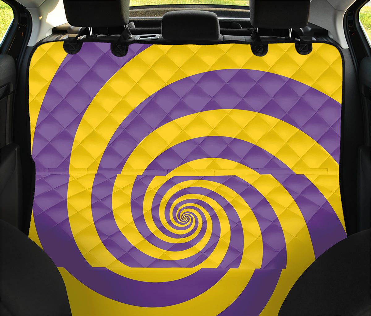 Purple And Yellow Spiral Illusion Print Pet Car Back Seat Cover