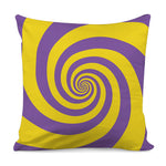 Purple And Yellow Spiral Illusion Print Pillow Cover