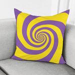 Purple And Yellow Spiral Illusion Print Pillow Cover