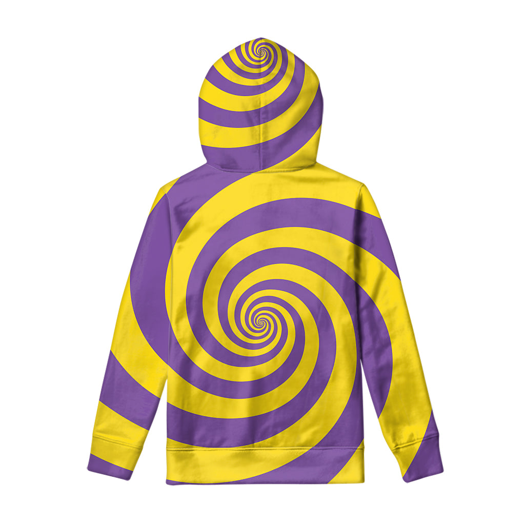 Purple And Yellow Spiral Illusion Print Pullover Hoodie