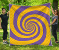 Purple And Yellow Spiral Illusion Print Quilt