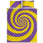 Purple And Yellow Spiral Illusion Print Quilt Bed Set