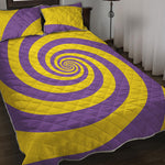 Purple And Yellow Spiral Illusion Print Quilt Bed Set