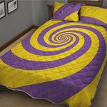 Purple And Yellow Spiral Illusion Print Quilt Bed Set