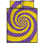 Purple And Yellow Spiral Illusion Print Quilt Bed Set