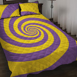Purple And Yellow Spiral Illusion Print Quilt Bed Set