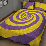 Purple And Yellow Spiral Illusion Print Quilt Bed Set