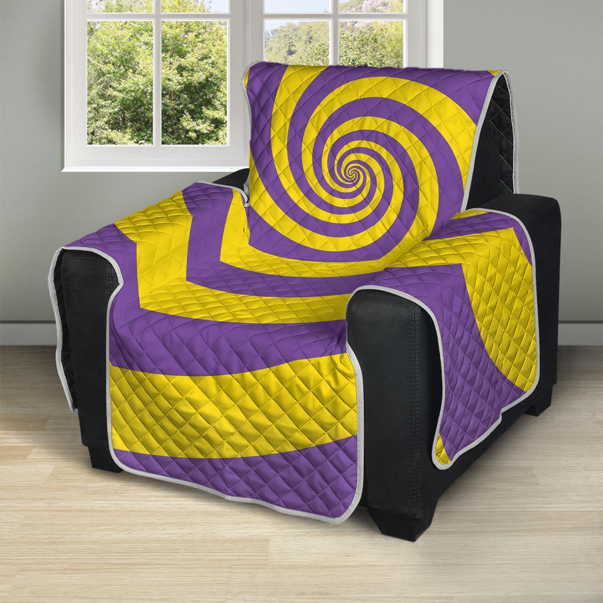 Purple And Yellow Spiral Illusion Print Recliner Protector