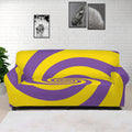 Purple And Yellow Spiral Illusion Print Sofa Cover
