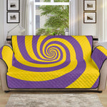 Purple And Yellow Spiral Illusion Print Sofa Protector