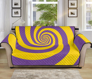 Purple And Yellow Spiral Illusion Print Sofa Protector