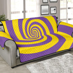 Purple And Yellow Spiral Illusion Print Sofa Protector