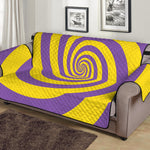 Purple And Yellow Spiral Illusion Print Sofa Protector