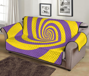 Purple And Yellow Spiral Illusion Print Sofa Protector