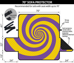 Purple And Yellow Spiral Illusion Print Sofa Protector