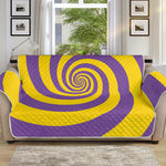 Purple And Yellow Spiral Illusion Print Sofa Protector