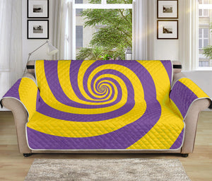 Purple And Yellow Spiral Illusion Print Sofa Protector