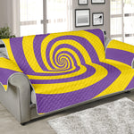 Purple And Yellow Spiral Illusion Print Sofa Protector