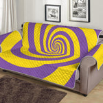 Purple And Yellow Spiral Illusion Print Sofa Protector