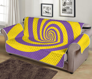 Purple And Yellow Spiral Illusion Print Sofa Protector