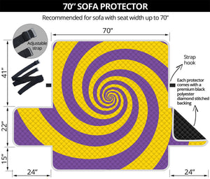 Purple And Yellow Spiral Illusion Print Sofa Protector