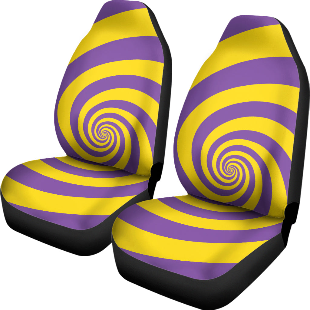 Purple And Yellow Spiral Illusion Print Universal Fit Car Seat Covers