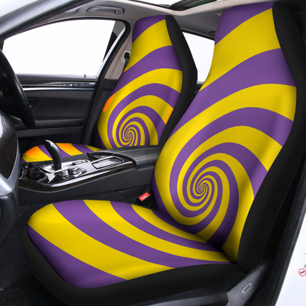 Purple And Yellow Spiral Illusion Print Universal Fit Car Seat Covers
