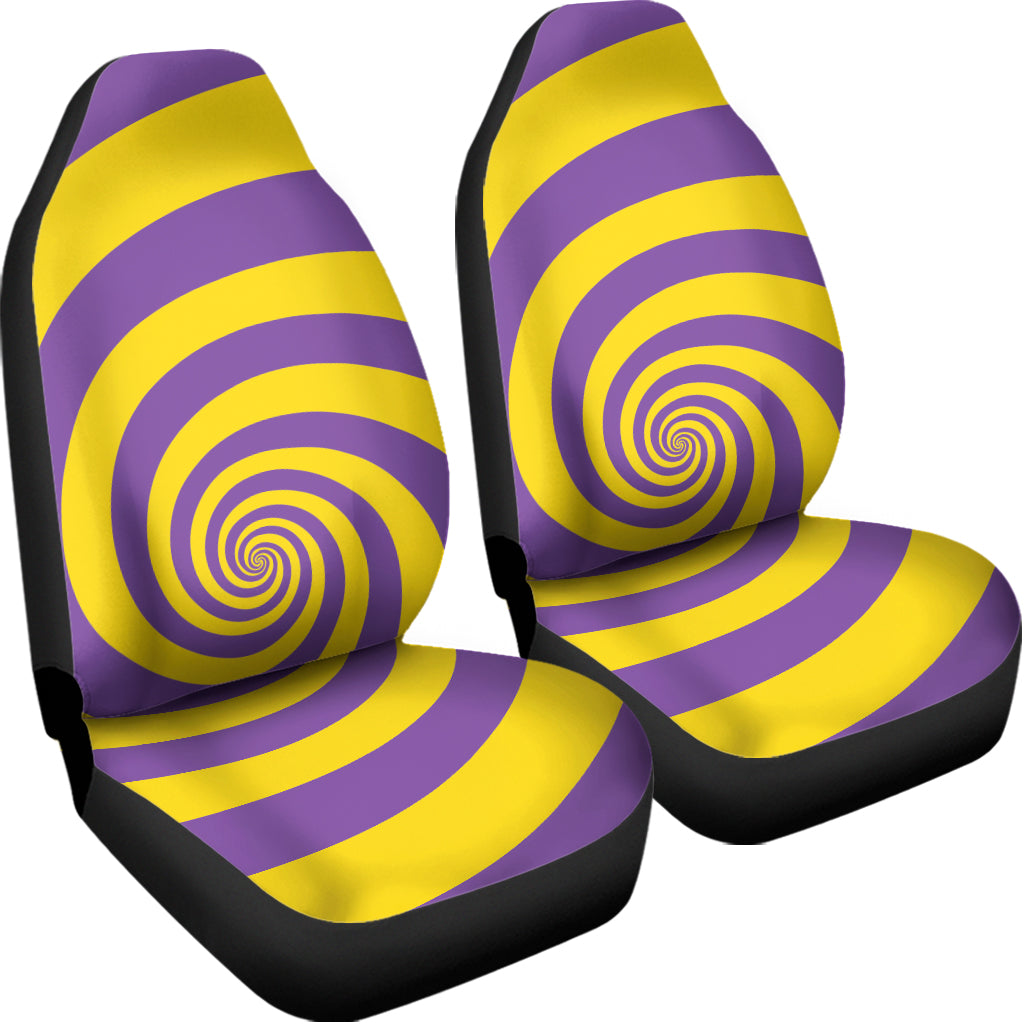 Purple And Yellow Spiral Illusion Print Universal Fit Car Seat Covers