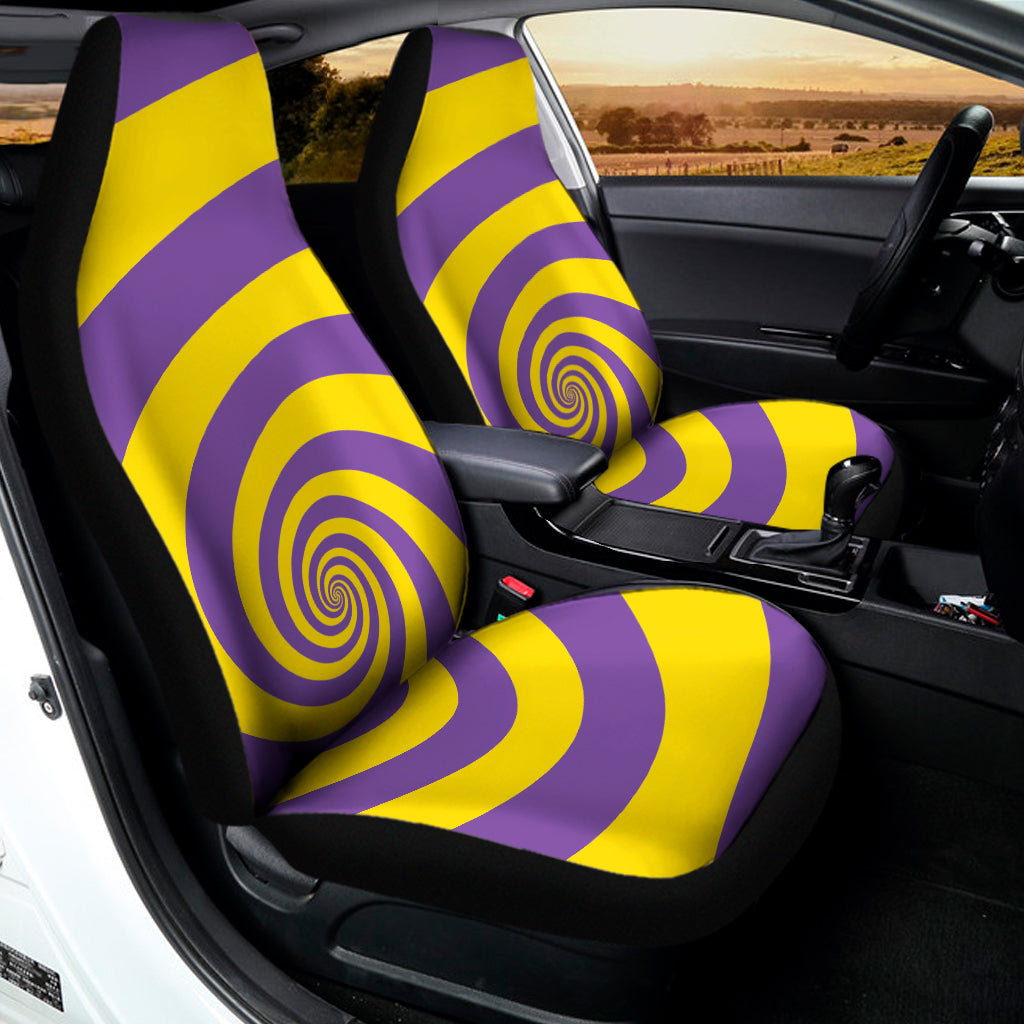 Purple And Yellow Spiral Illusion Print Universal Fit Car Seat Covers