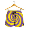 Purple And Yellow Spiral Illusion Print Women's Shorts