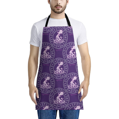 Purple Aquarius Zodiac Pattern Print Apron