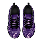 Purple Aquarius Zodiac Pattern Print Black Sneakers