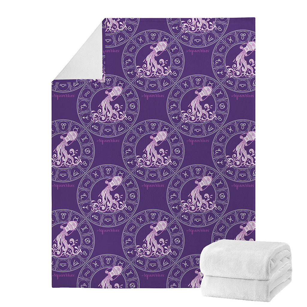 Purple Aquarius Zodiac Pattern Print Blanket