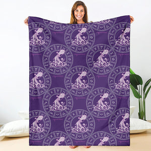 Purple Aquarius Zodiac Pattern Print Blanket