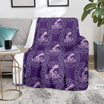 Purple Aquarius Zodiac Pattern Print Blanket