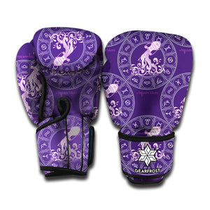 Purple Aquarius Zodiac Pattern Print Boxing Gloves