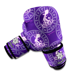 Purple Aquarius Zodiac Pattern Print Boxing Gloves