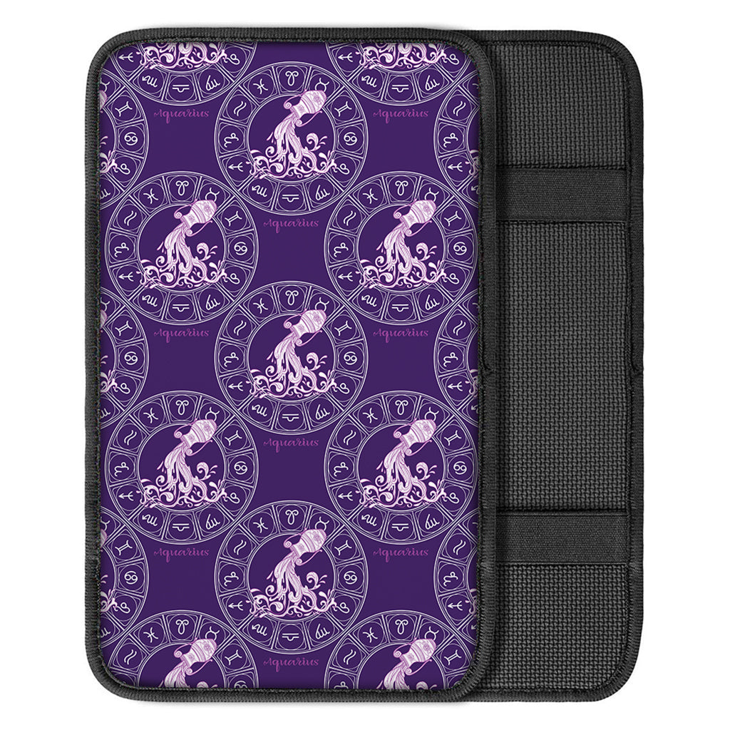 Purple Aquarius Zodiac Pattern Print Car Center Console Cover