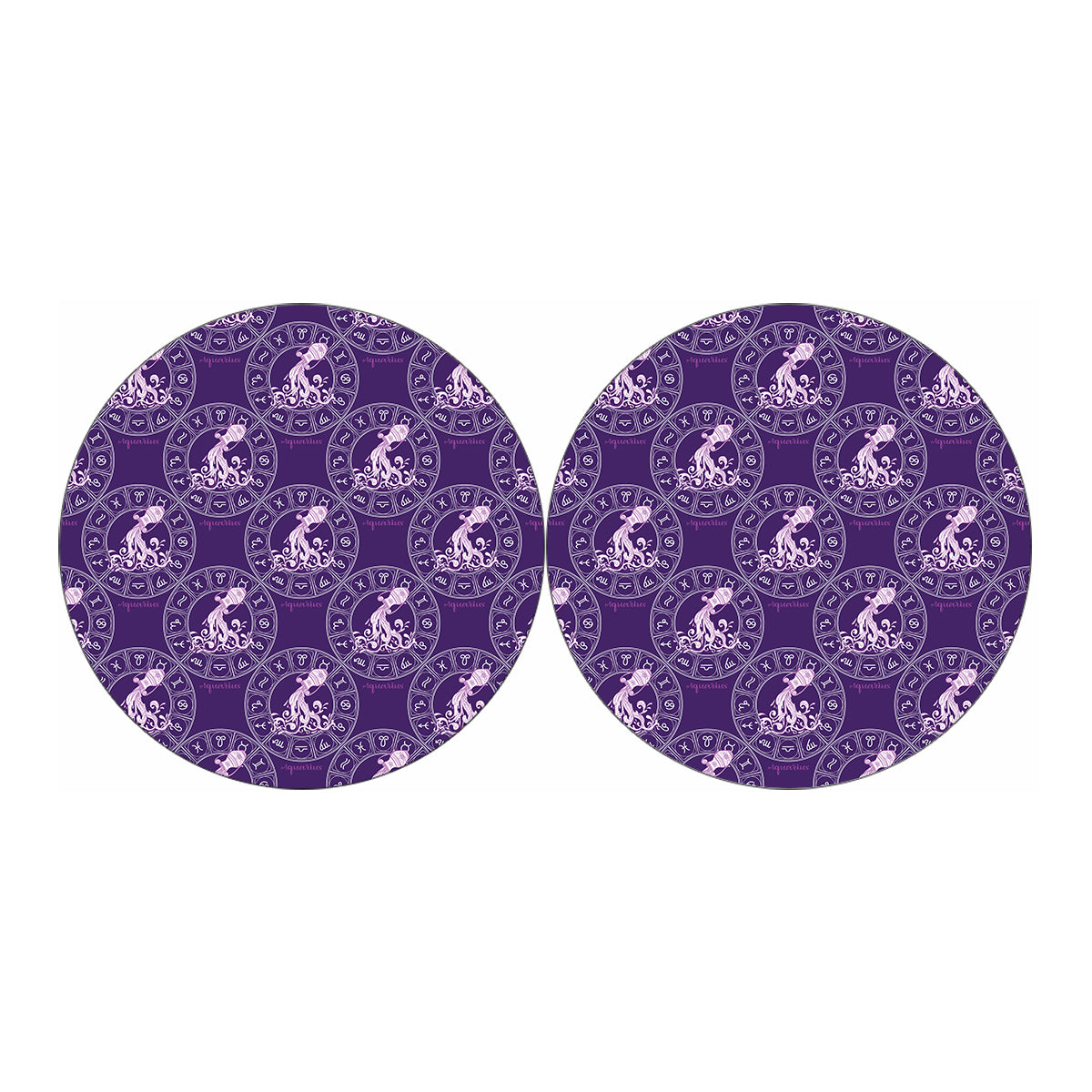 Purple Aquarius Zodiac Pattern Print Car Coasters