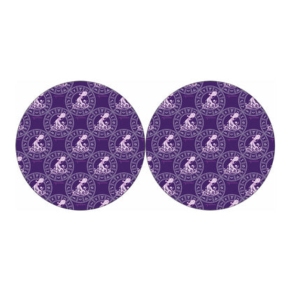 Purple Aquarius Zodiac Pattern Print Car Coasters