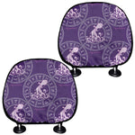 Purple Aquarius Zodiac Pattern Print Car Headrest Covers