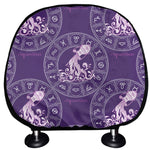 Purple Aquarius Zodiac Pattern Print Car Headrest Covers
