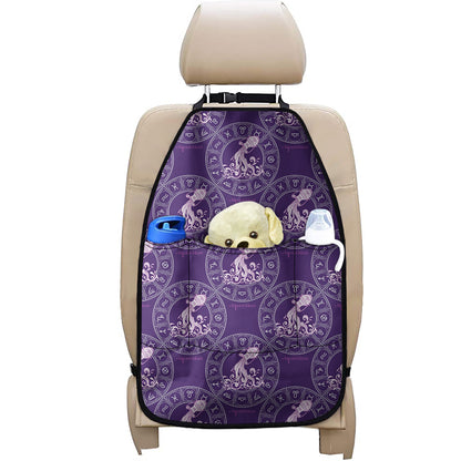 Purple Aquarius Zodiac Pattern Print Car Seat Organizers