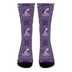 Purple Aquarius Zodiac Pattern Print Crew Socks