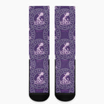 Purple Aquarius Zodiac Pattern Print Crew Socks