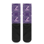 Purple Aquarius Zodiac Pattern Print Crew Socks