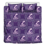 Purple Aquarius Zodiac Pattern Print Duvet Cover Bedding Set
