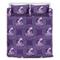 Purple Aquarius Zodiac Pattern Print Duvet Cover Bedding Set